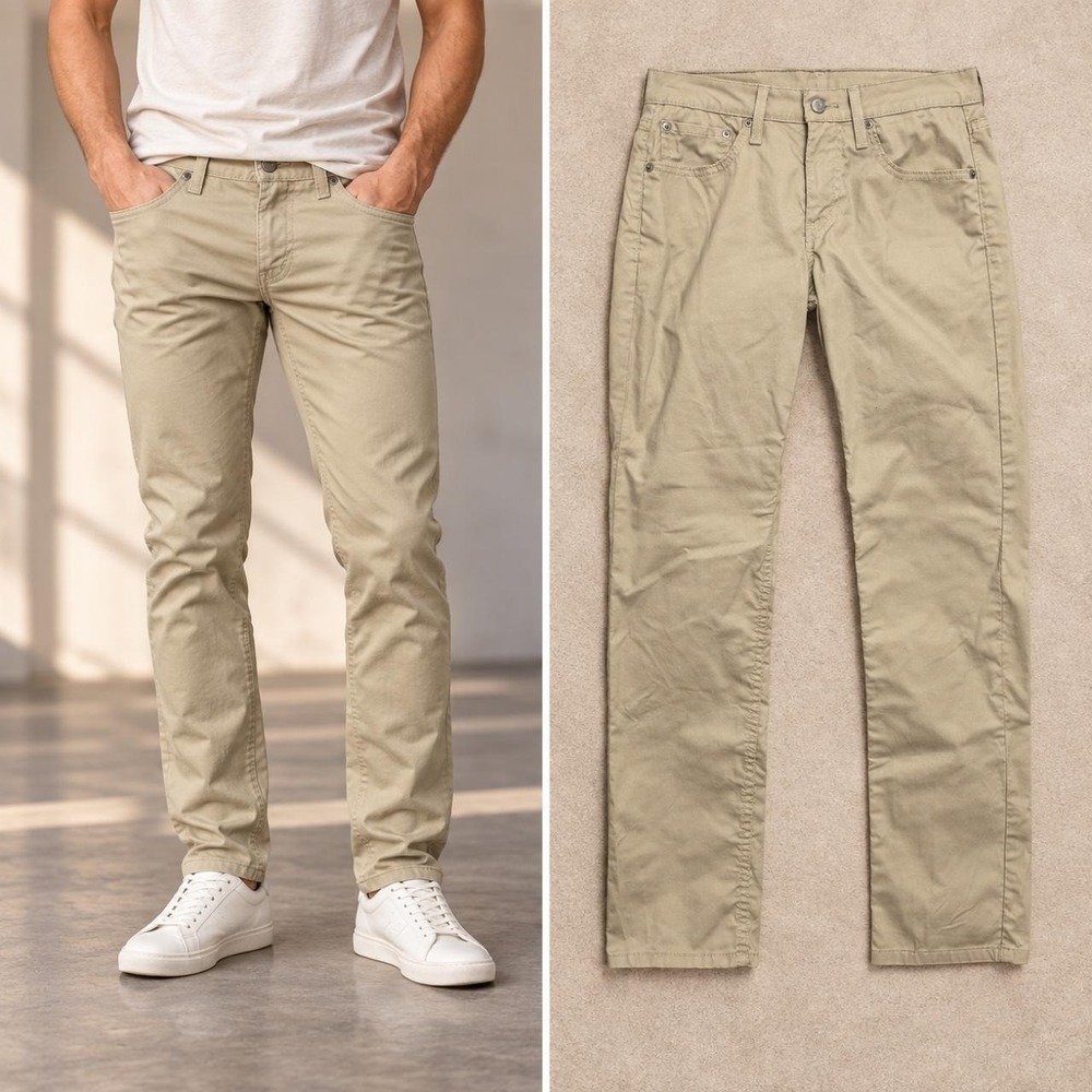 Levi's 511 Slim Fit Pants Men's 28x30 Khaki Stretch 5-Pocket Neutral Everyday